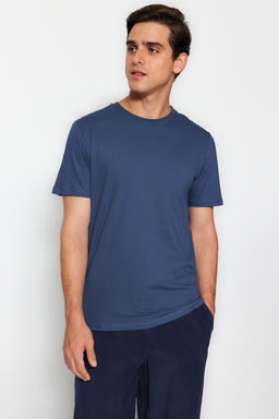 Gri-Ekru-Indigo Slim/Dar Kesim Bisiklet Yaka Basic %100 Pamuklu 3lu Paket T-Shirt TMNSS19BO0007