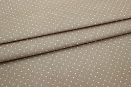 Бязь Белый горох (2мм) на бежево-кофейном, ш.1.5м, хлопок-100%, 142гр/м.кв - Купава фото 3