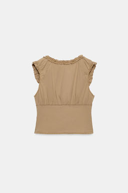 TOP POPEL?N EFECTO LAVADO / Ocre - Zara фото 6