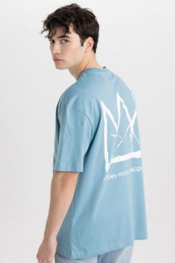 Jean Michel Basquiat Comfort Regular Fit Rahat Kal?p Bisiklet Yaka S?rt Bask?l? K?sa Kollu Tisort