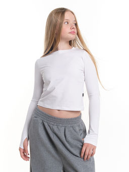 Лонгслив трикотажный спортивный с вырезом для пальца 22-7695 черный - Mini maxi фото 35