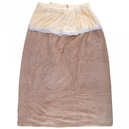 Парео махровое "Куколка" 80х165см, хлопок 100%, на резинке с липучкой, на кнопке, ажурный кант; с чалмой на пуговице 68х25см, капучино (Китай)