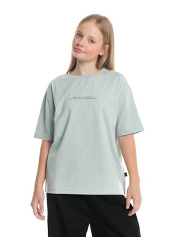 Футболка с принтом 22-7652 серо-голубой | черный - Mini maxi фото 7