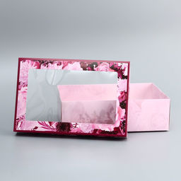 Коробка складная подарочная Цветы, 30?20?9 см с окном