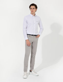 A__k Gri Slim Fit Kanvas Pantolon