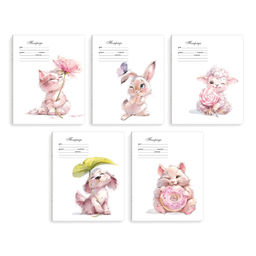 Тетрадь школьная ученическая, 12 л, клетка, арт. 70895/ 10 АКВАРЕЛЬНЫЕ ЗВЕРУШКИ /А5+, мягкий переплё