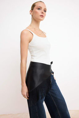 K?rm?z? Fitted/Vucuda Oturan Kare Yaka Kolsuz Aplike Fitilli Esnek Orme Atlet TWOSS26AL00015 - Trendyolmilla фото 6