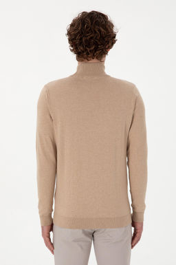 Erkek Slim Fit Yar_m Bal_k__ Yaka Kum Melanj Basic Kazak - U.s. polo assn фото 5