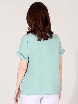 Мятная блузка базовая больших размеров - Almond фото 4