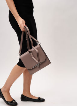 Кожаная сумка Deboro 30281 розово-серый