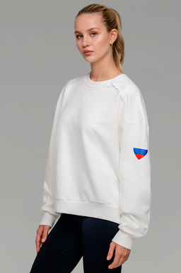 Арт. 15124 Свитшот женский Матрешка оверсайз 44-50 (4 шт) Цвет:молочный - Калинка фото 4