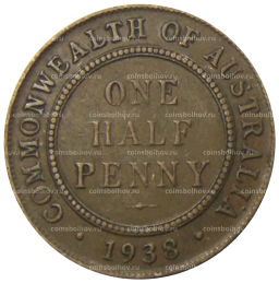 Монета 1/2 пенни 1938 года Австралия