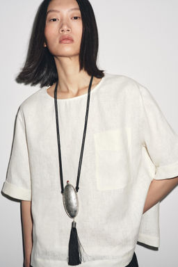 ZW COLLECTION LINEN SHORT SLEEVE TOP