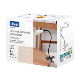ULM-D501 4W/4000K BLUE Светильник настольный светодиодный прищепка. Механический выключатель. Синий. TM Uniel