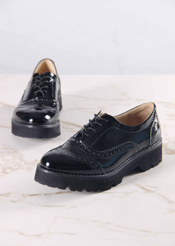 Туфли полуботинки 100.10182bl. Черный наплак