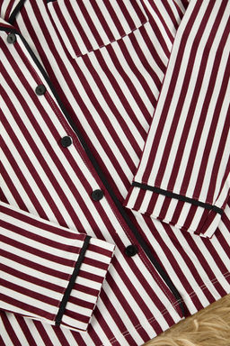 Trendyolmilla Pudra %100 Pamuklu Cizgili Biye Detayl? Orme Pijama Tak?m? THMAW21PT0614  фото 9