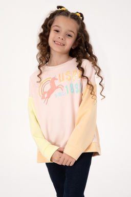 K_z _ocuk A__k Pembe Bisiklet Yaka Sweatshirt