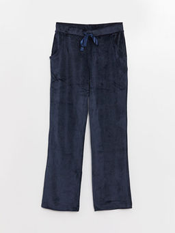 Beli Lastikli D?z Kadife Kad?n Pijama Alt