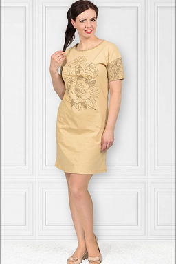 Туника трикотажная с принтом, крем (456-3) - Плиона фото 2