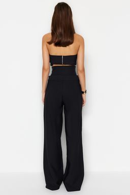 Siyah Korse Detayl? Dokuma Pantolon TPRSS23PL00033