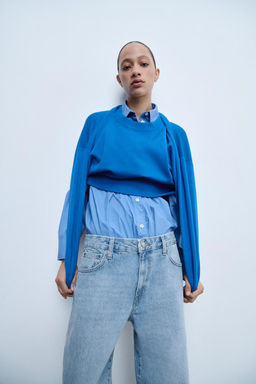 ZW COLLECTION WIDE-LEG MID-RISE JEANS - Zara фото 3