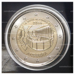 2 евро 2016 года Андорра  150 лет Новой реформе 1866 года (в блистере)