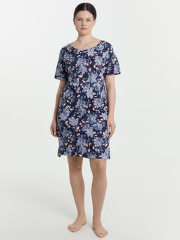 Сорочка ночная женская синяя с акварельными цветами - Mark formelle фото 3