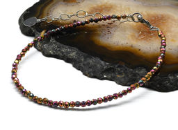 Браслет из циркона шарик граненый 2мм цвет хамелеон, 19см