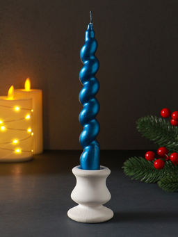 Цена за 2 шт. Свеча витая "LUXURY" 25*180 мм, лакированная, синяя