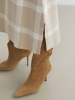 Beli Lastikli Ekose A Kesim Triko Etek