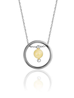 Стильное колье в необычном дизайне с медовым янтарём Palazzo