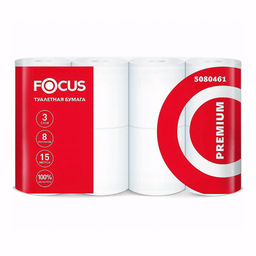 Туалетная бумага ФОКУС PREMIUM 3-х слойное, 15м (8 шт./упак) 5080461