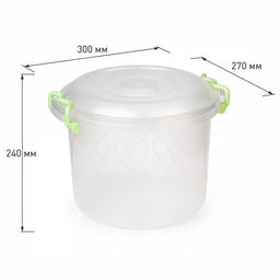 Контейнер для продуктов пластмассовый 8л, д27,5см, h24см, ручки-клипса (Россия) - Домашняя мода фото 4