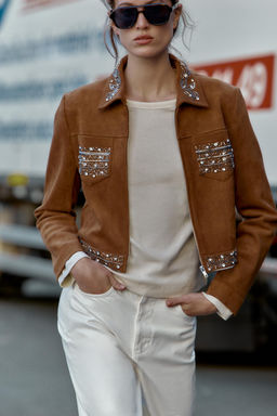 FAUX SUEDE STUDDED JACKET - Zara фото 4