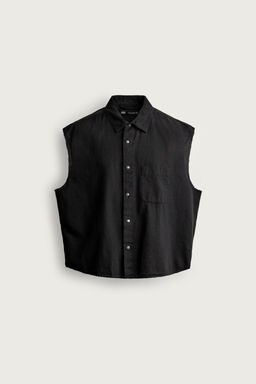 CAMISA TANK CROPPED FIT CUADROS / Negro - Zara фото 7