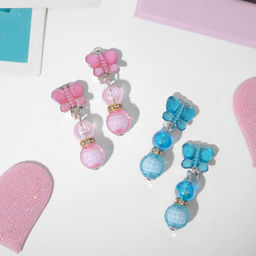 Цена за 3 шт. Серьги-клипсы детские «Выбражулька» бабочка с бусинами, цвет МИКС