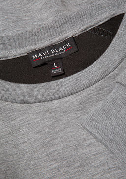 Bisiklet Yaka Gri Basic Sweatshirt - Mavi фото 8