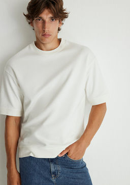 Bisiklet Yaka Beyaz Tisort