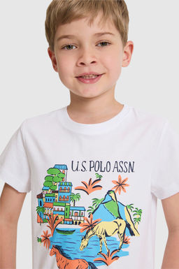 Erkek _ocuk Beyaz Bisiklet Yaka Ti__rt - U.s. polo assn фото 2