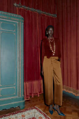 SATIN WIDE-LEG TROUSERS