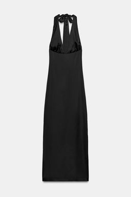 VESTIDO HALTER SATINADO ESTAMPADO ANIMAL / Negro - Zara фото 6