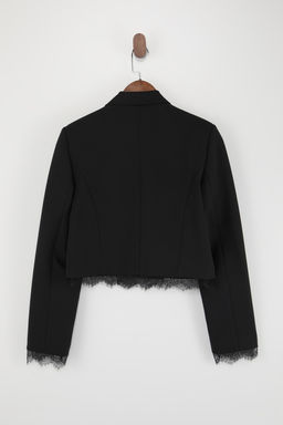 Siyah Etekucu ve Manseti Dantel Detayl? Crop Blazer Ceket TWOSS26BC00051 - Trendyolmilla фото 2