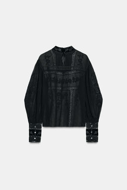 ZW COLLECTION VELVET LACE BLOUSE