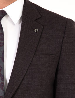 Бордово-красный приталенный костюм - Cacharel фото 7