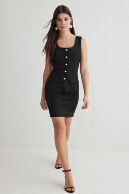 TRENDYOLMILLA K?rm?z? A Kesim Dugme Detayl? Mini Dokuma Elbise TWOSS25EL00028  фото 2