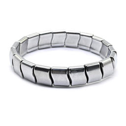 Браслет из гематита сегмент 12*10мм, цвет серебристый