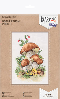 Klart набор для вышивания 8-516 Белые грибы 13.5 х 18 см