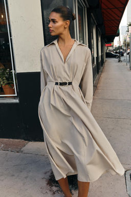 MIDI DRESS WITH BELT - Zara фото 14