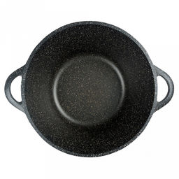 Кастрюля с антипригарным покрытием 5л, д26см "Гранит", h13см, s0,4см, литые ручки, стеклянная крышка с пароотводом, подарочная упаковка (Россия)