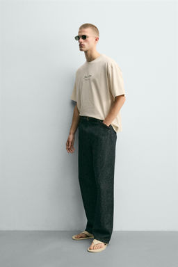 CAMISETA TEXTOS ESTAMPADOS / Crudo / Beige